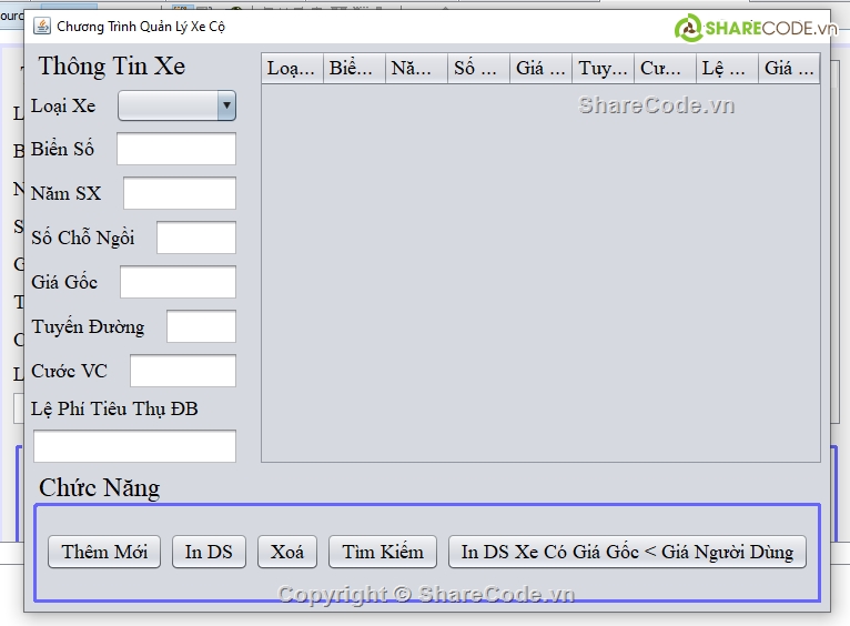 Code phần mềm quản lý,Code đồ án,chương trình quản lý xe java,java swing,code java